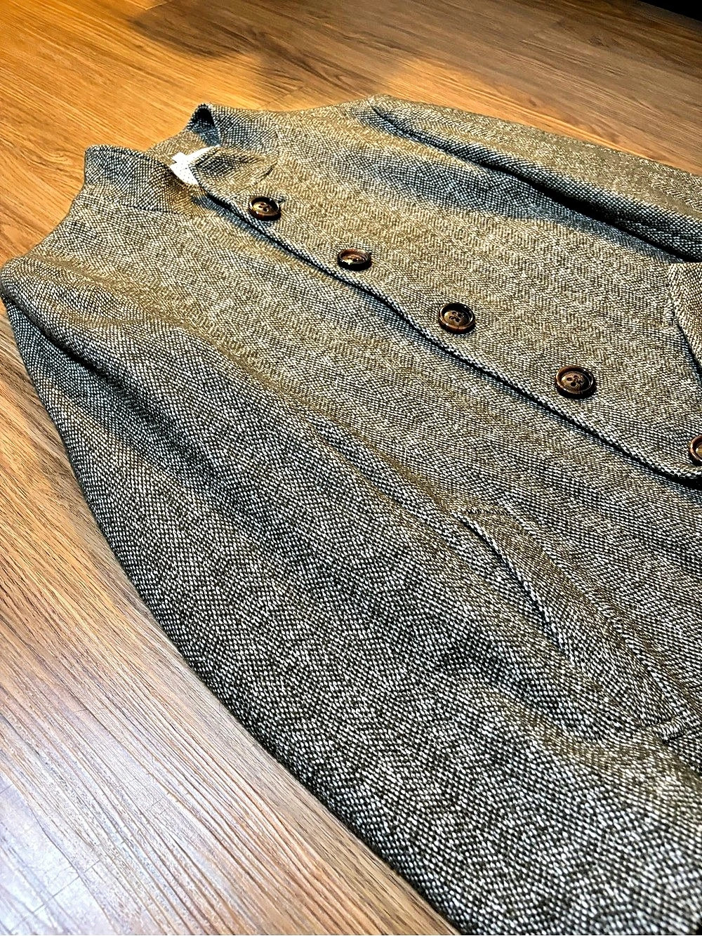 Green Open Button Overcoat - Picture 3 of 3